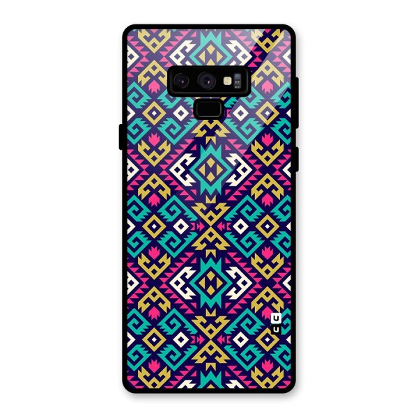 Retro Geometric Pattern Glass Back Case for Galaxy Note 9