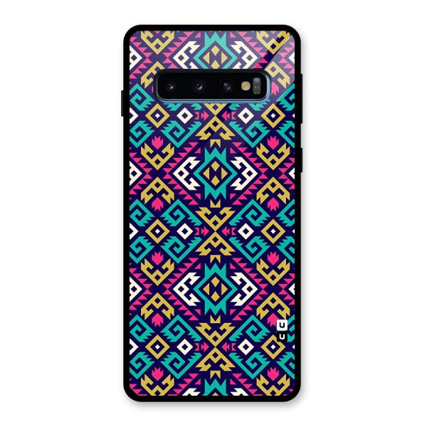 Retro Geometric Pattern Glass Back Case for Galaxy S10