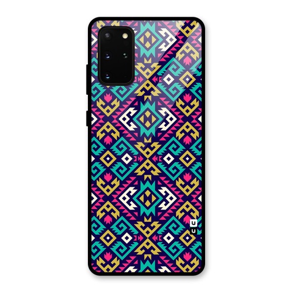 Retro Geometric Pattern Glass Back Case for Galaxy S20 Plus