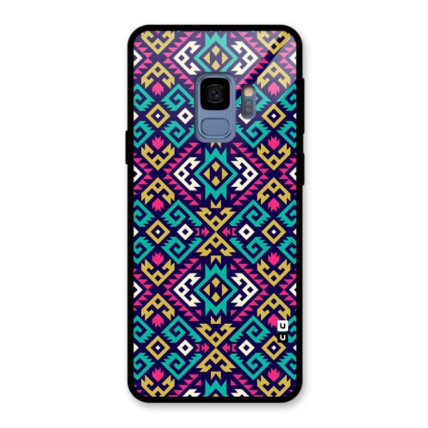 Retro Geometric Pattern Glass Back Case for Galaxy S9