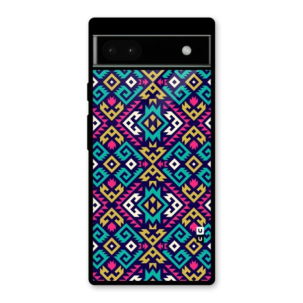 Retro Geometric Pattern Glass Back Case for Google Pixel 6a