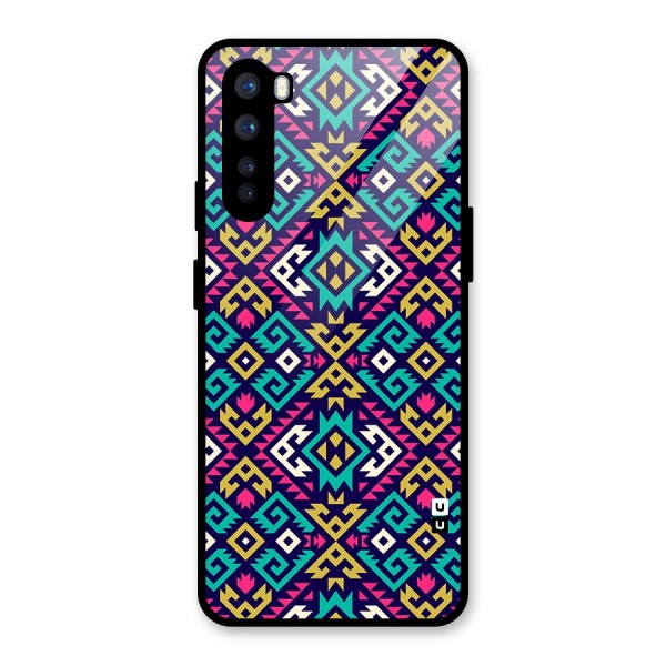 Retro Geometric Pattern Glass Back Case for OnePlus Nord