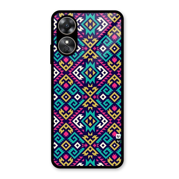 Retro Geometric Pattern Glass Back Case for Oppo A17