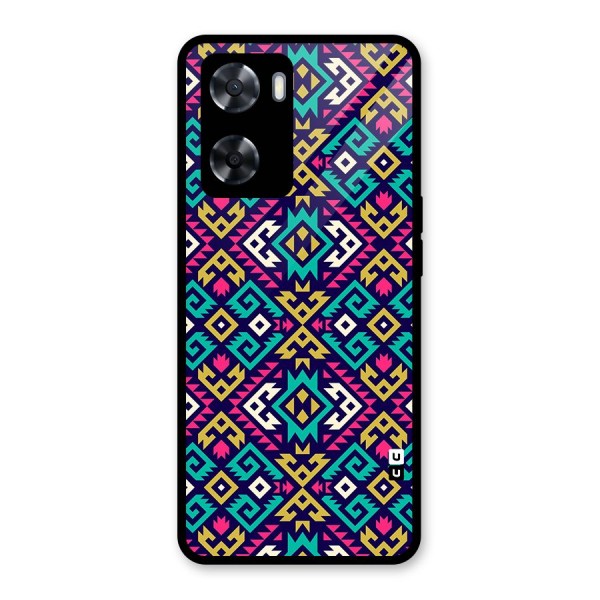 Retro Geometric Pattern Glass Back Case for Oppo A57 2022