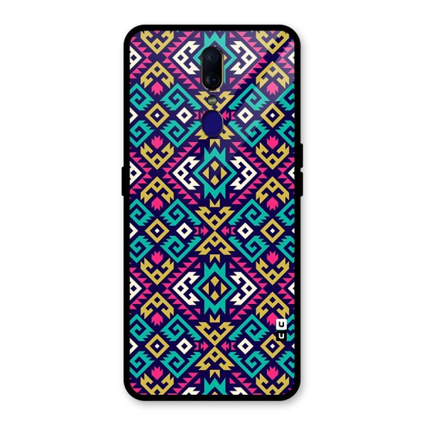 Retro Geometric Pattern Glass Back Case for Oppo F11