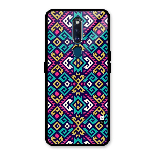 Retro Geometric Pattern Glass Back Case for Oppo F11 Pro