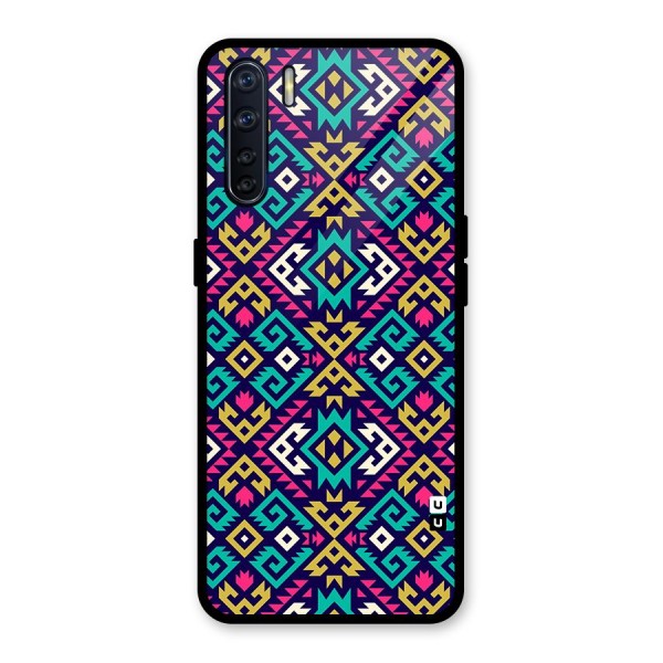 Retro Geometric Pattern Glass Back Case for Oppo F15