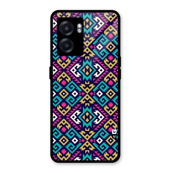 Retro Geometric Pattern Glass Back Case for Oppo K10 (5G)