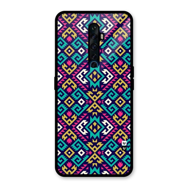 Retro Geometric Pattern Glass Back Case for Oppo Reno2 Z