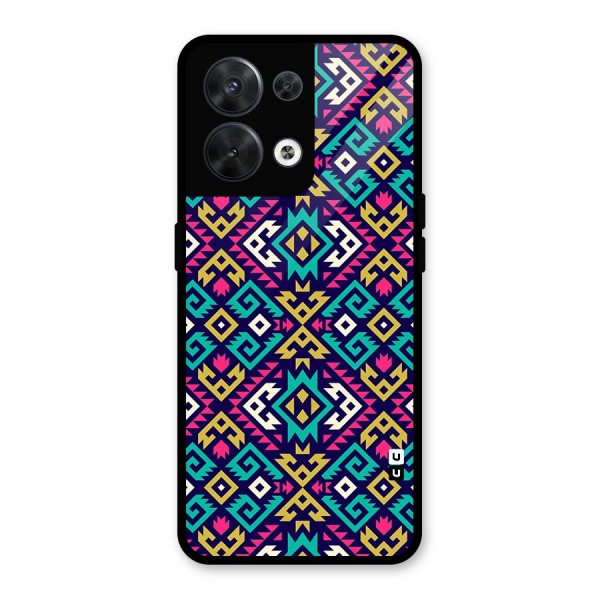 Retro Geometric Pattern Glass Back Case for Oppo Reno8 5G