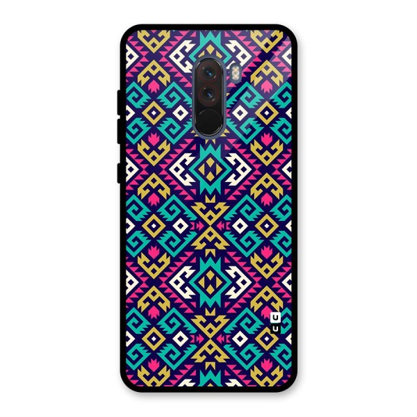 Retro Geometric Pattern Glass Back Case for Poco F1