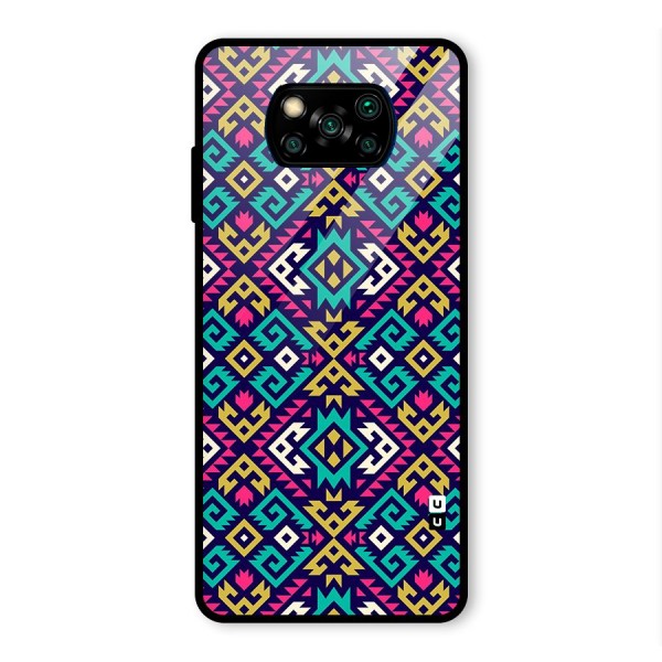 Retro Geometric Pattern Glass Back Case for Poco X3 Pro