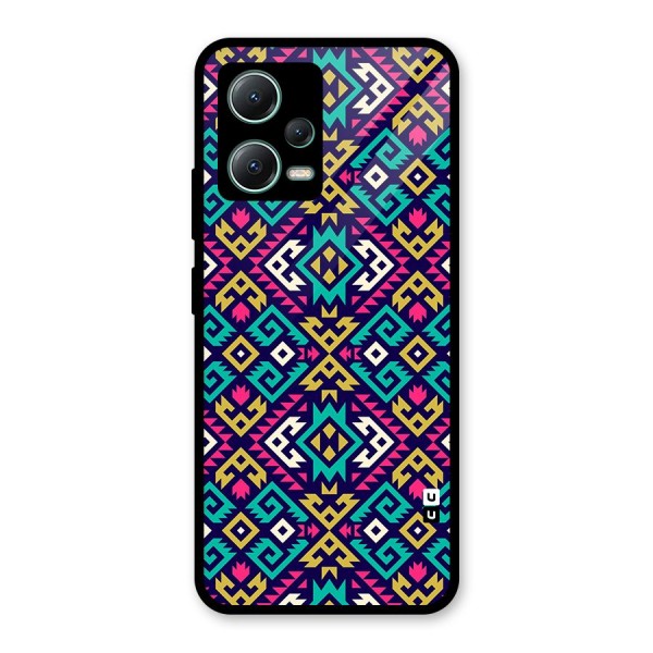 Retro Geometric Pattern Glass Back Case for Poco X5