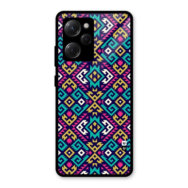 Retro Geometric Pattern Glass Back Case for Poco X5 Pro