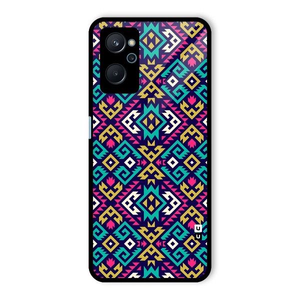 Retro Geometric Pattern Glass Back Case for Realme 9i