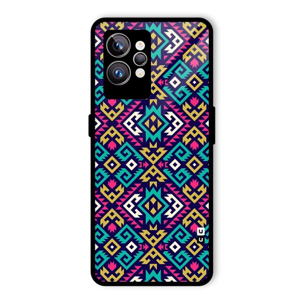 Retro Geometric Pattern Glass Back Case for Realme GT2 Pro