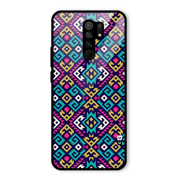 Retro Geometric Pattern Glass Back Case for Redmi 9 Prime