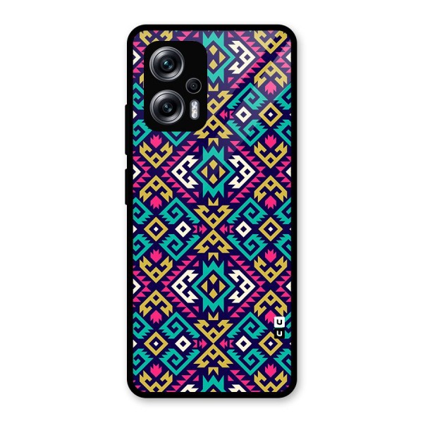 Retro Geometric Pattern Glass Back Case for Redmi K50i