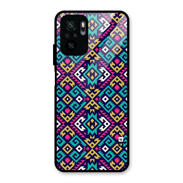 Retro Geometric Pattern Glass Back Case for Redmi Note 10