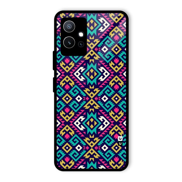 Retro Geometric Pattern Glass Back Case for Vivo T1 5G