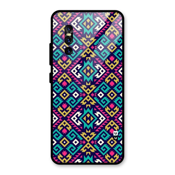 Retro Geometric Pattern Glass Back Case for Vivo V15 Pro