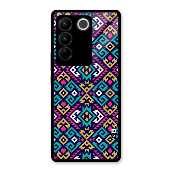 Retro Geometric Pattern Glass Back Case for Vivo V27