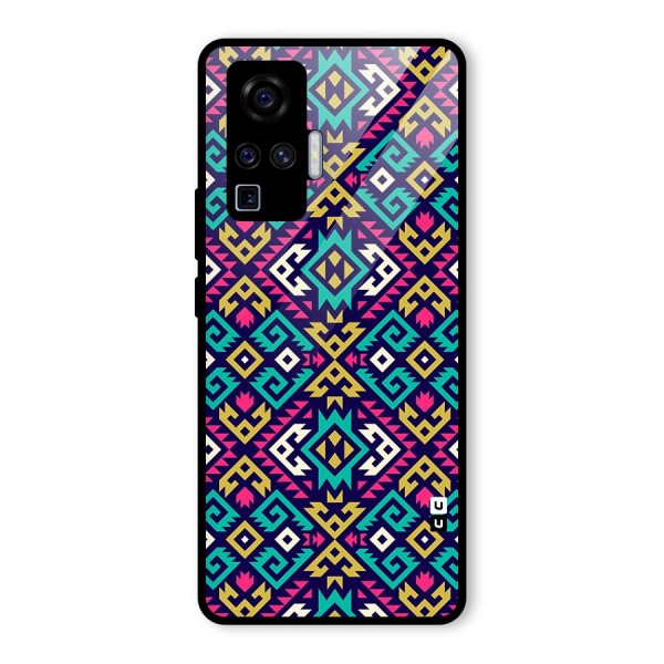 Retro Geometric Pattern Glass Back Case for Vivo X50 Pro