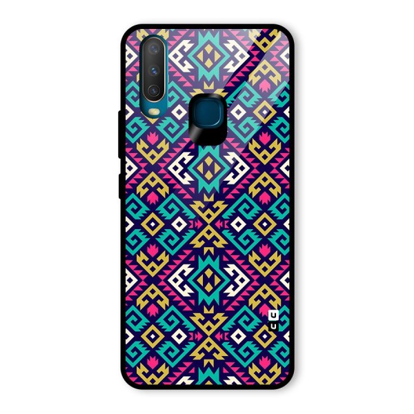 Retro Geometric Pattern Glass Back Case for Vivo Y12