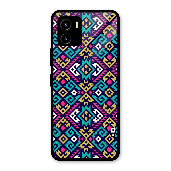 Retro Geometric Pattern Glass Back Case for Vivo Y15s