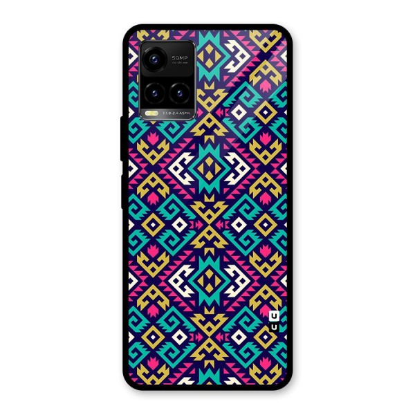 Retro Geometric Pattern Glass Back Case for Vivo Y21A