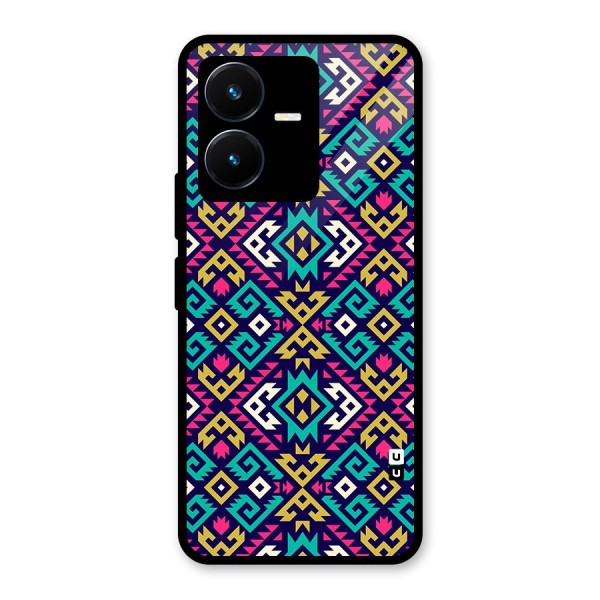 Retro Geometric Pattern Glass Back Case for Vivo Y22