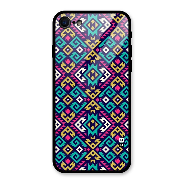 Retro Geometric Pattern Glass Back Case for iPhone 8