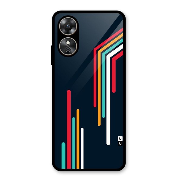 Retro Lines Minimal Stripes Glass Back Case for Oppo A17