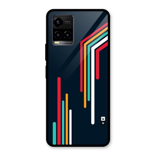 Retro Lines Minimal Stripes Glass Back Case for Vivo Y21A