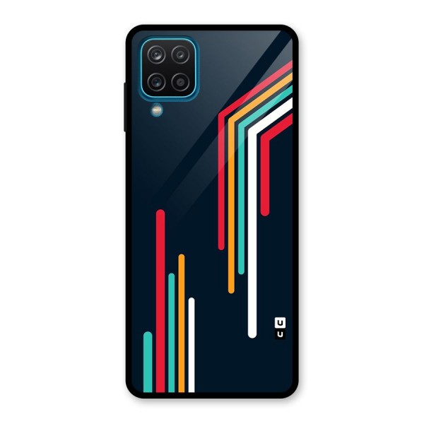 Retro Lines Minimal Stripes Glass Back Case for Galaxy A12