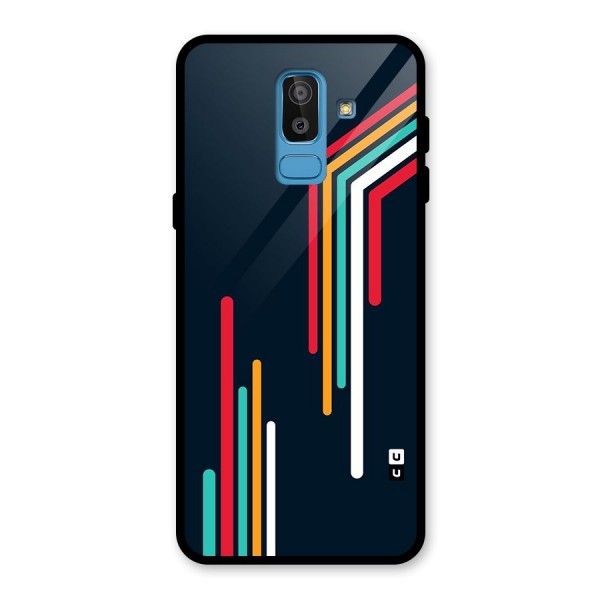 Retro Lines Minimal Stripes Glass Back Case for Galaxy J8