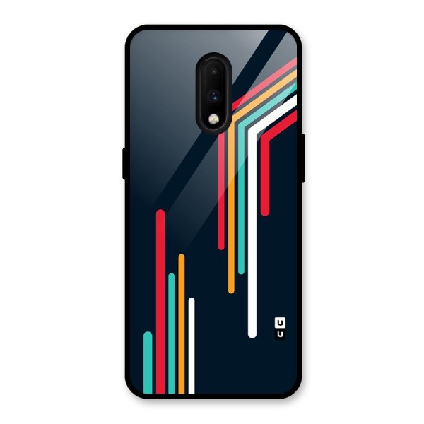 Retro Lines Minimal Stripes Glass Back Case for OnePlus 7