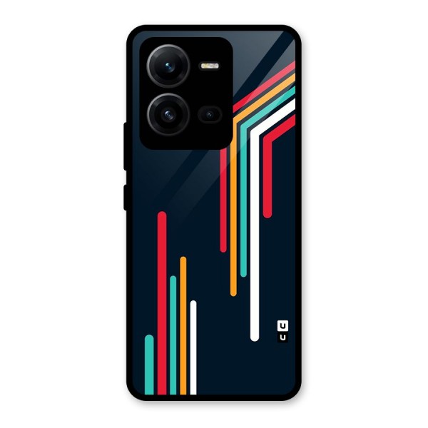 Retro Lines Minimal Stripes Glass Back Case for Vivo V25