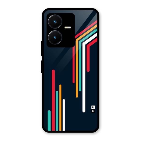 Retro Lines Minimal Stripes Glass Back Case for Vivo Y22