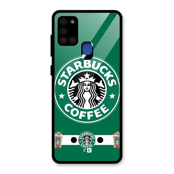 Ribbon StarBucks Glass Back Case for Galaxy A21s