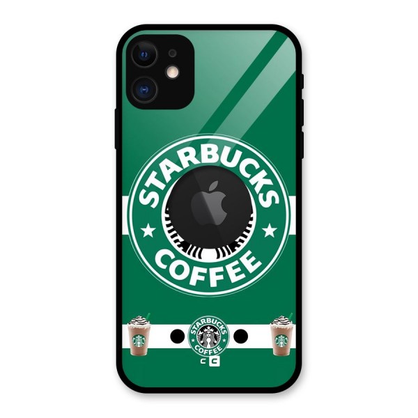 Ribbon StarBucks Glass Back Case for iPhone 11 Logo Cut