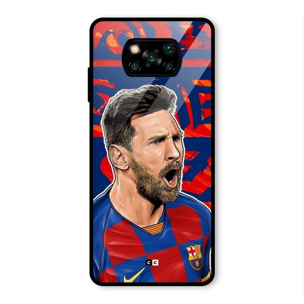 Roaring Soccer Star Glass Back Case for Poco X3 Pro