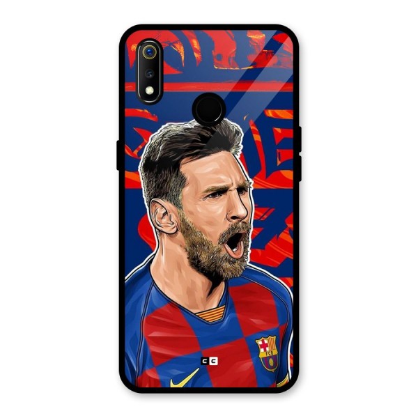 Roaring Soccer Star Glass Back Case for Realme 3i