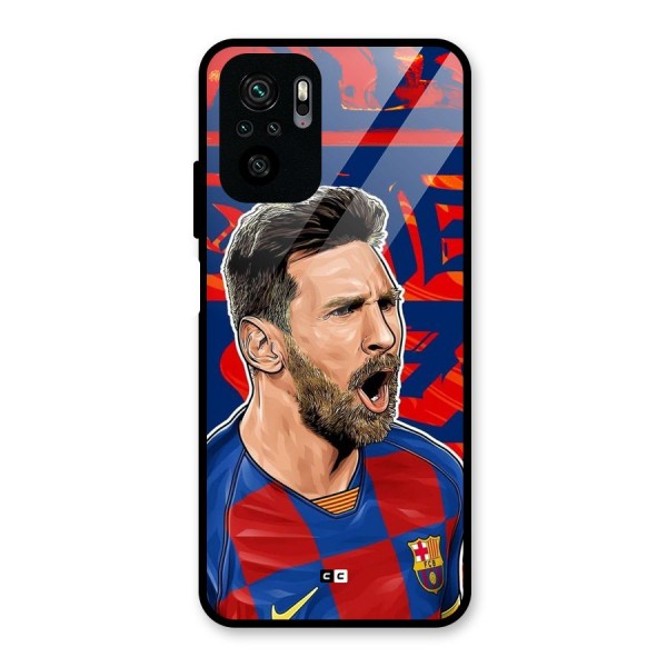 Roaring Soccer Star Glass Back Case for Redmi Note 10