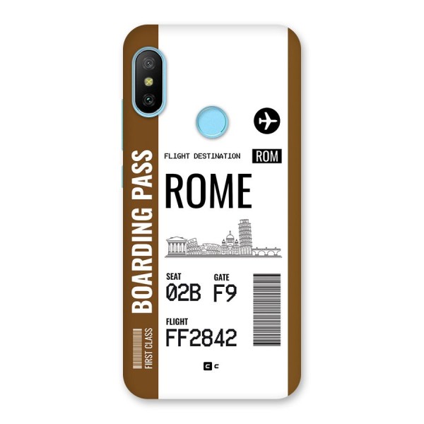 Rome Boarding Pass Back Case for Redmi 6 Pro