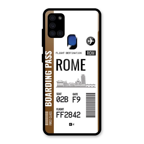 Rome Boarding Pass Glass Back Case for Galaxy A21s