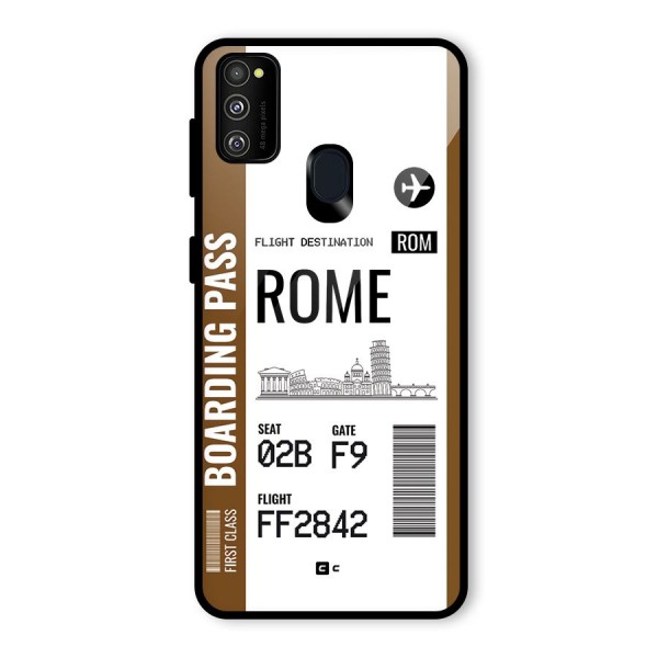 Rome Boarding Pass Glass Back Case for Galaxy M21