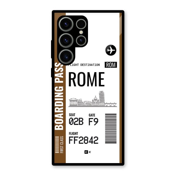 Rome Boarding Pass Glass Back Case for Galaxy S23 Ultra