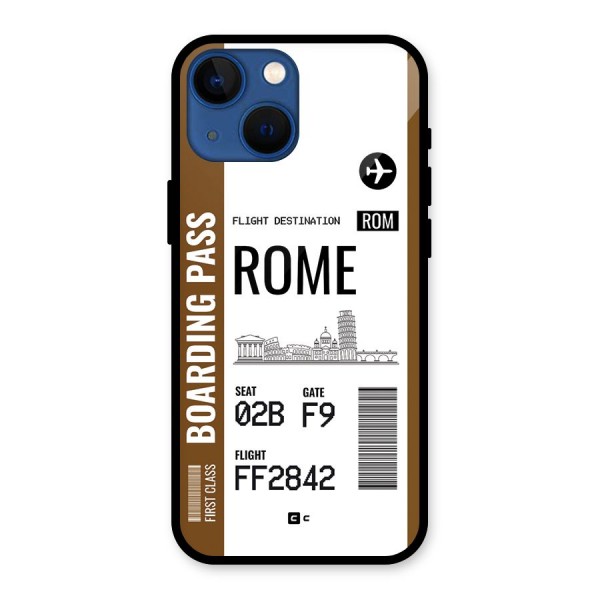 Rome Boarding Pass Glass Back Case for iPhone 13 Mini