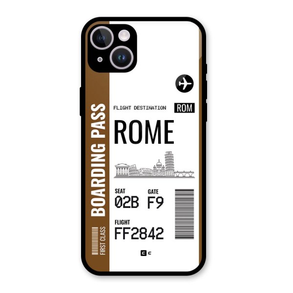 Rome Boarding Pass Glass Back Case for iPhone 14 Plus